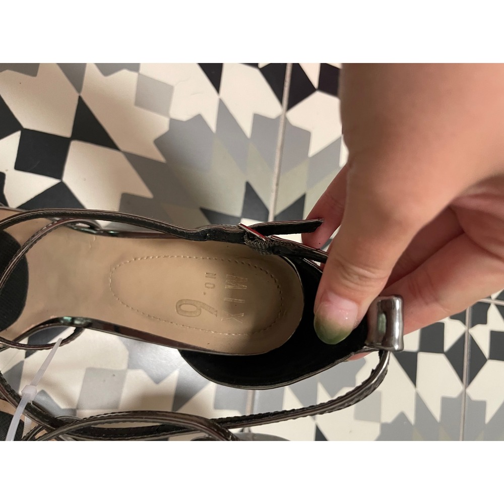 Mix No. 6 Zaydia Metallic‎ Pewter Strappy Stiletto Sandals Womens Size 10 Silver - Picture 3 of 7